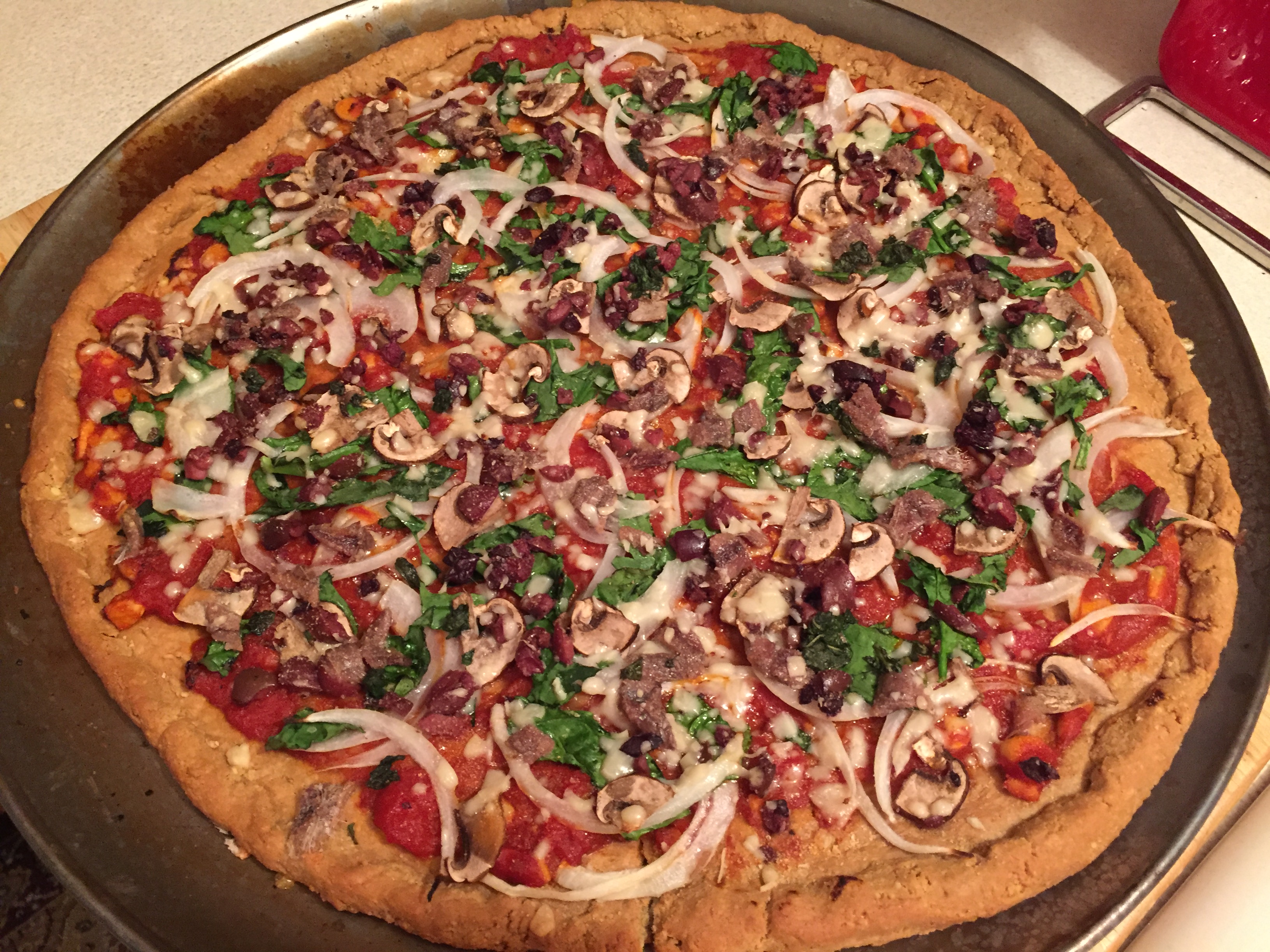 Gluten Free Pizza Crust with Almond, Quinoa & Garbanzo Bean Flour